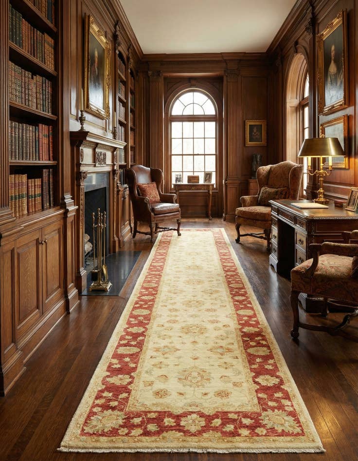 Detail image of 2' 7 x 16' 1 Hand Knotted Peshawar Ziegler Runner Rug