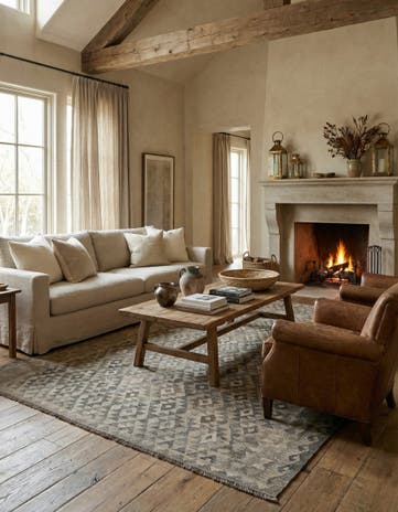 6' 10 x 9' 7 Hand Woven Kilim Maymana Wool Rug
