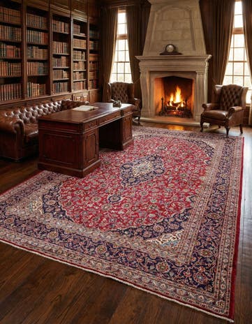 9' 8 x 12' 8 Hand Knotted Mashad Persian Wool Rug