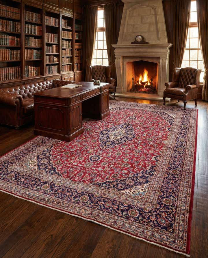 9' 8 x 12' 8 Hand Knotted Mashad Persian Wool Rug