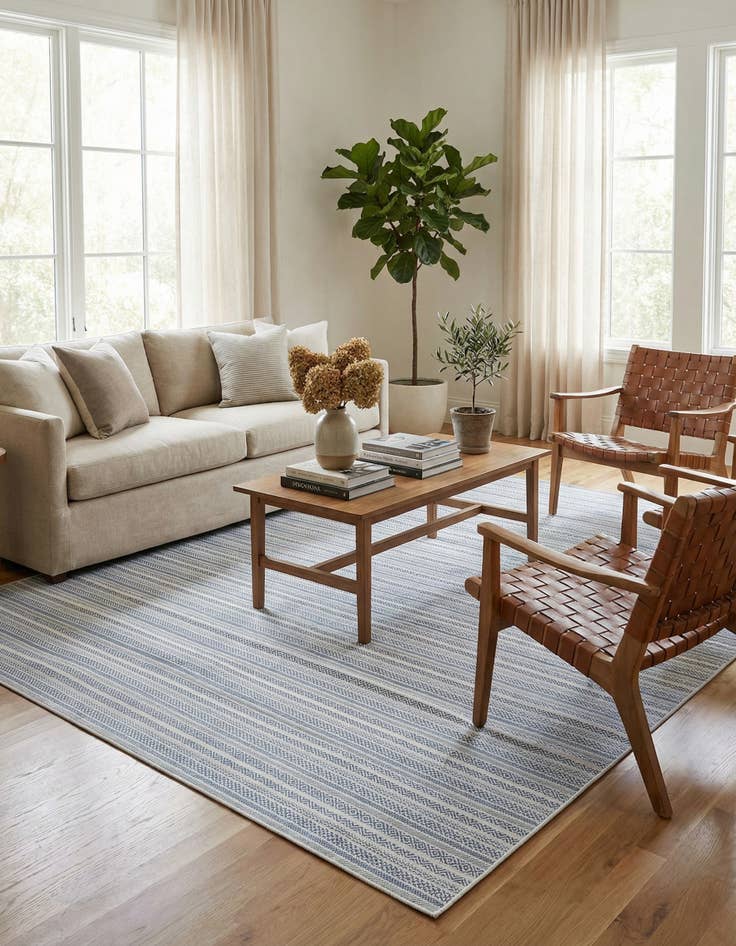 Detail image of 10' x 14'  Washable Striped Indoor / Outdoor Rug