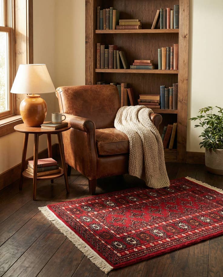 Detail image of 2' 7 x 3' 11 Hand Knotted Afghan Ersari Wool Rug