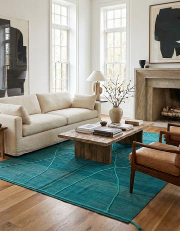 7' x 9' 7 Hand Woven Kilim Modern Wool Rug