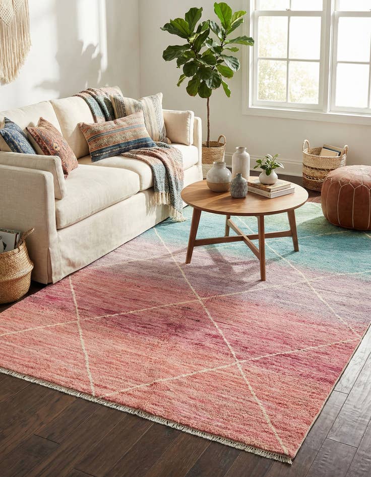 Detail image of 5' 1 x 8'  Hand Knotted Moroccan Wool Rug