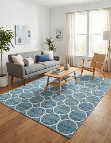 Blue Lattice Trellis Rug