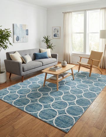 Blue Lattice Trellis Rug