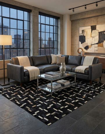 5' x 8' 1 Cowhide Leather Rug