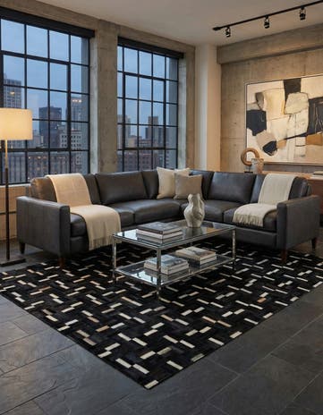 5' x 8' 1 Cowhide Leather Rug