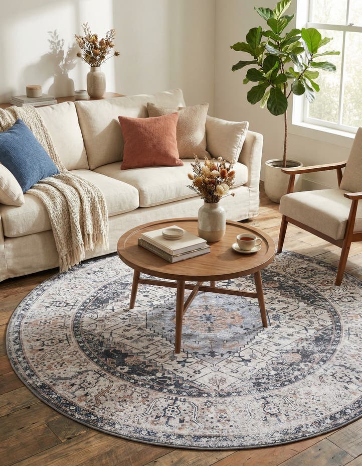 7' 10 x 7' 10 Washable Yara Round Rug