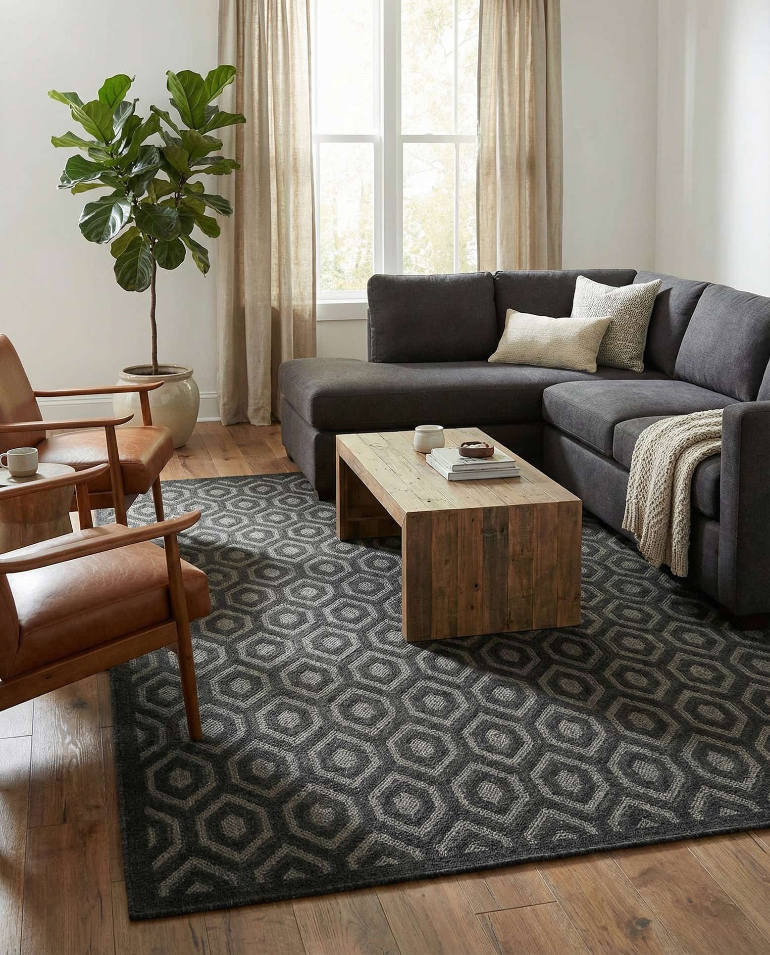 9' x 12' Easy-Clean Trellis Textured Indoor / Outdoor Rug