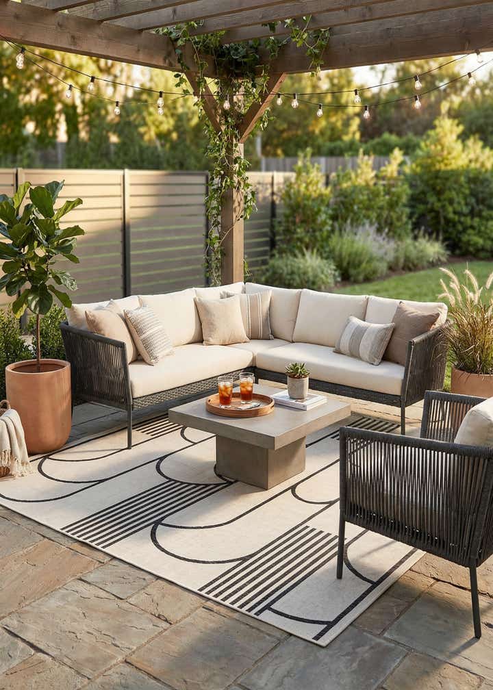 7' 10 x 7' 10 Easy-Clean Modern Indoor / Outdoor Square Rug