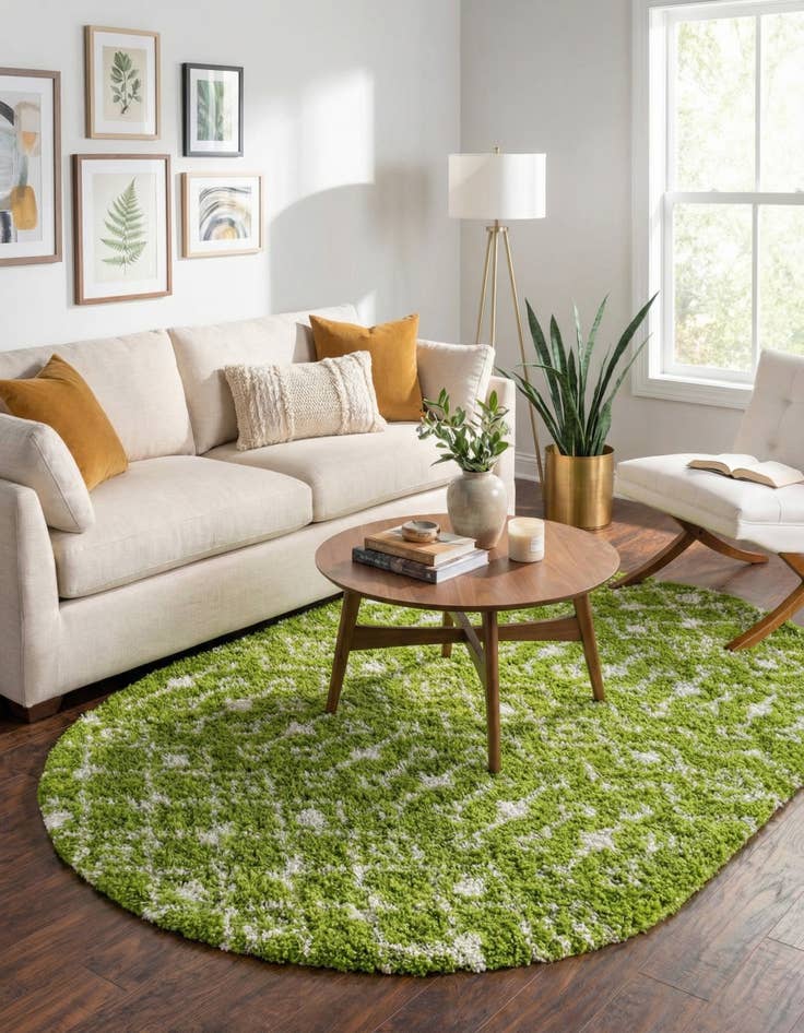 Detail image of  7' 10 x 10' Moroccan Trellis Shag Oval Rug