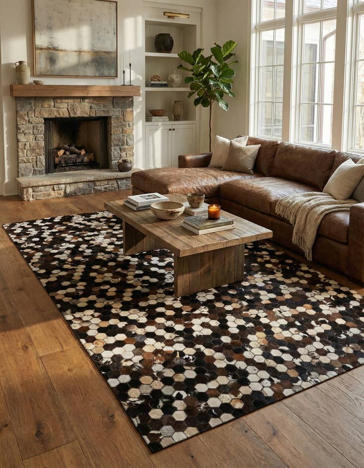 Detail image of 5' 2 x 8' Cowhide - Patchwork Rug