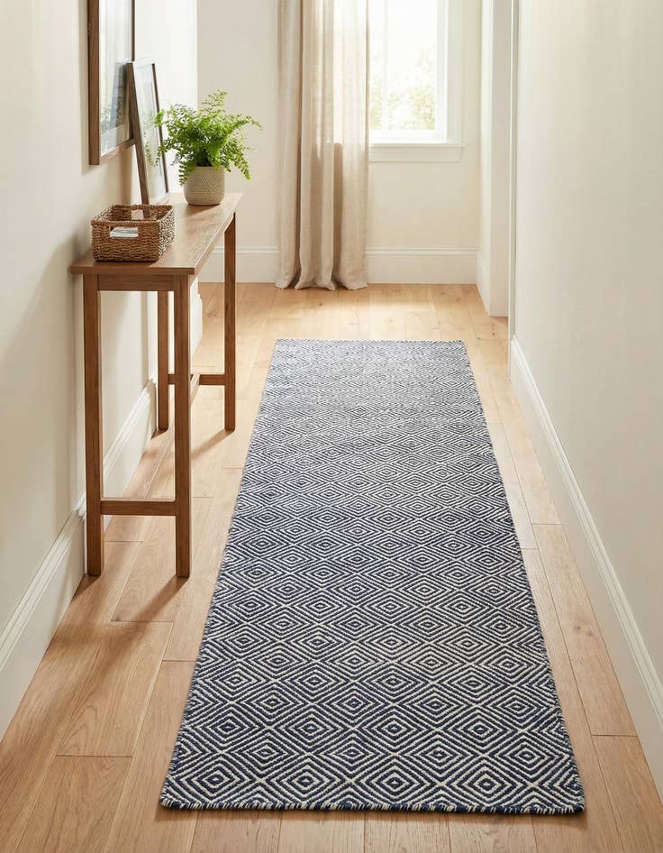 Detail image of 2' x 8'  Hand Woven Geo Trellis Flatweave Runner Rug