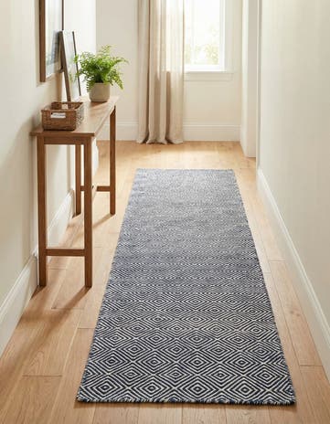 2' x 8' Hand Woven Geo Trellis Flatweave Runner Rug