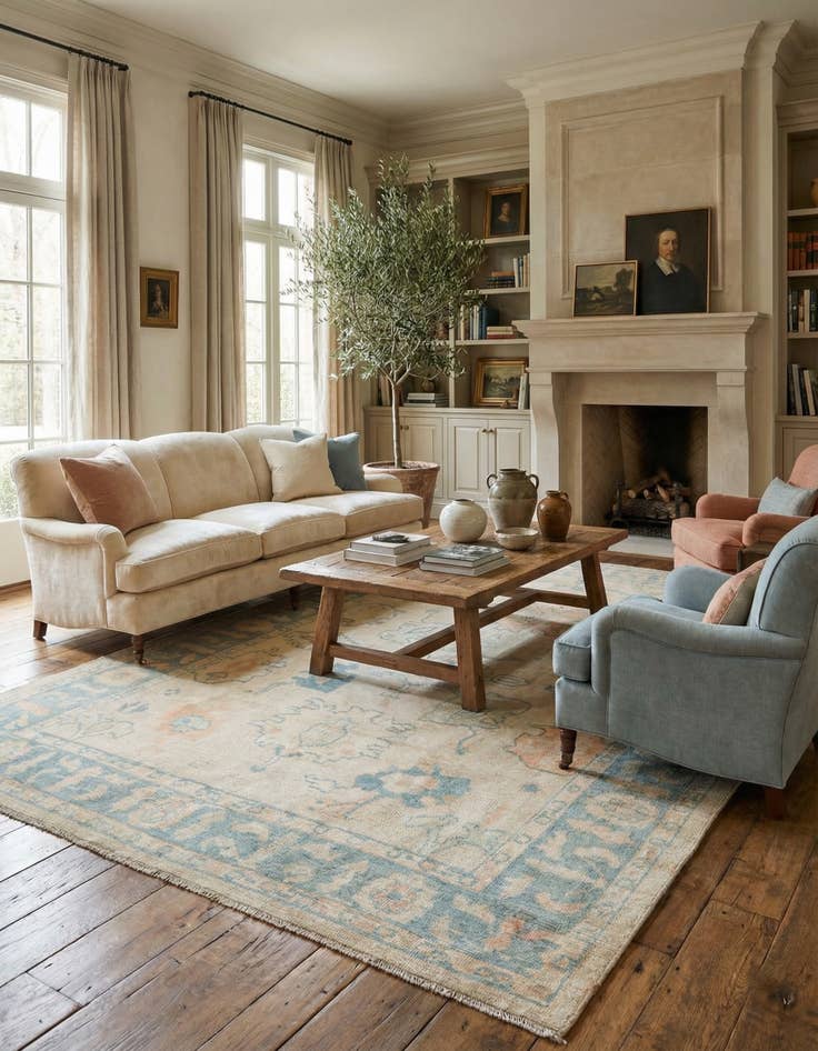 Detail image of  9' 6 x 11' 9  Hand Knotted Oushak Wool Rug