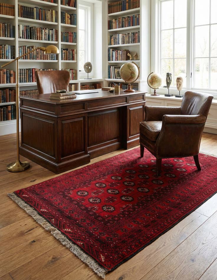 Detail image of 4' 1 x 6' 3  Hand Knotted Afghan Akhche Wool Rug