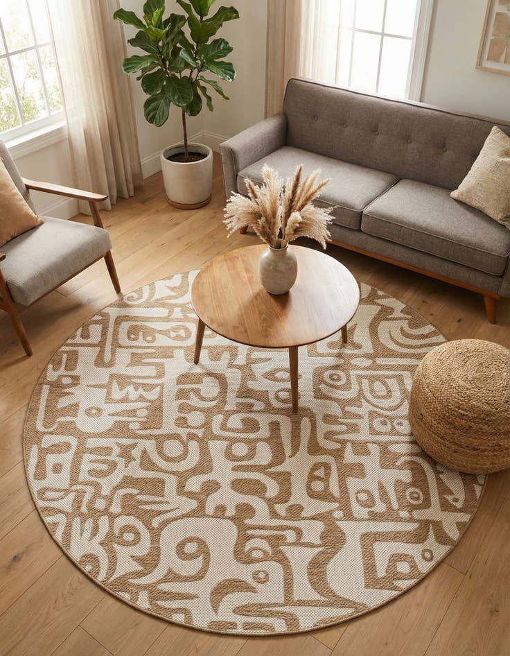 Detail image of 7' 10 x 7' 10 Easy-Clean Modern Indoor / Outdoor Round Rug