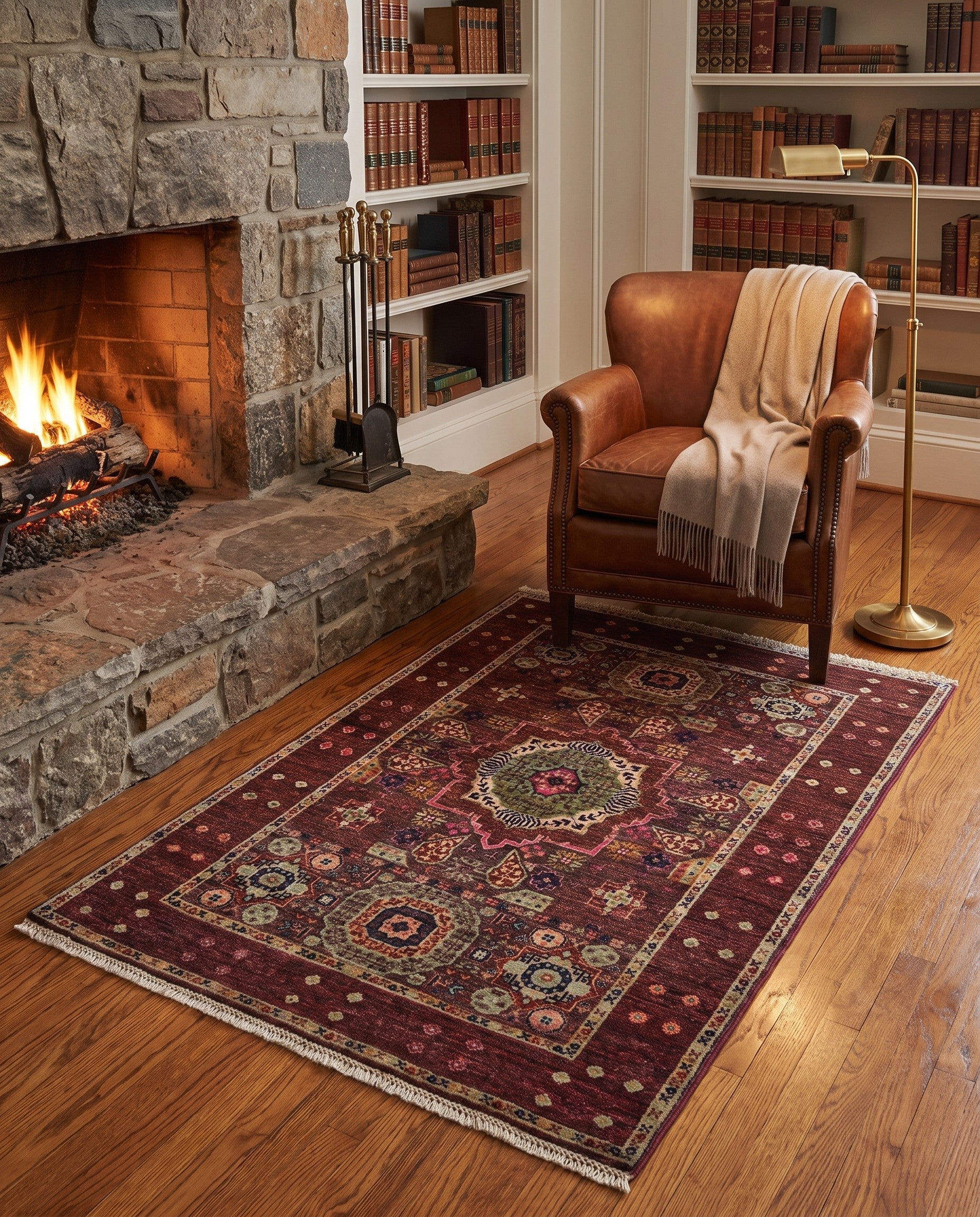 3' 5 x 5' Hand Knotted Mamluk Ziegler Rug