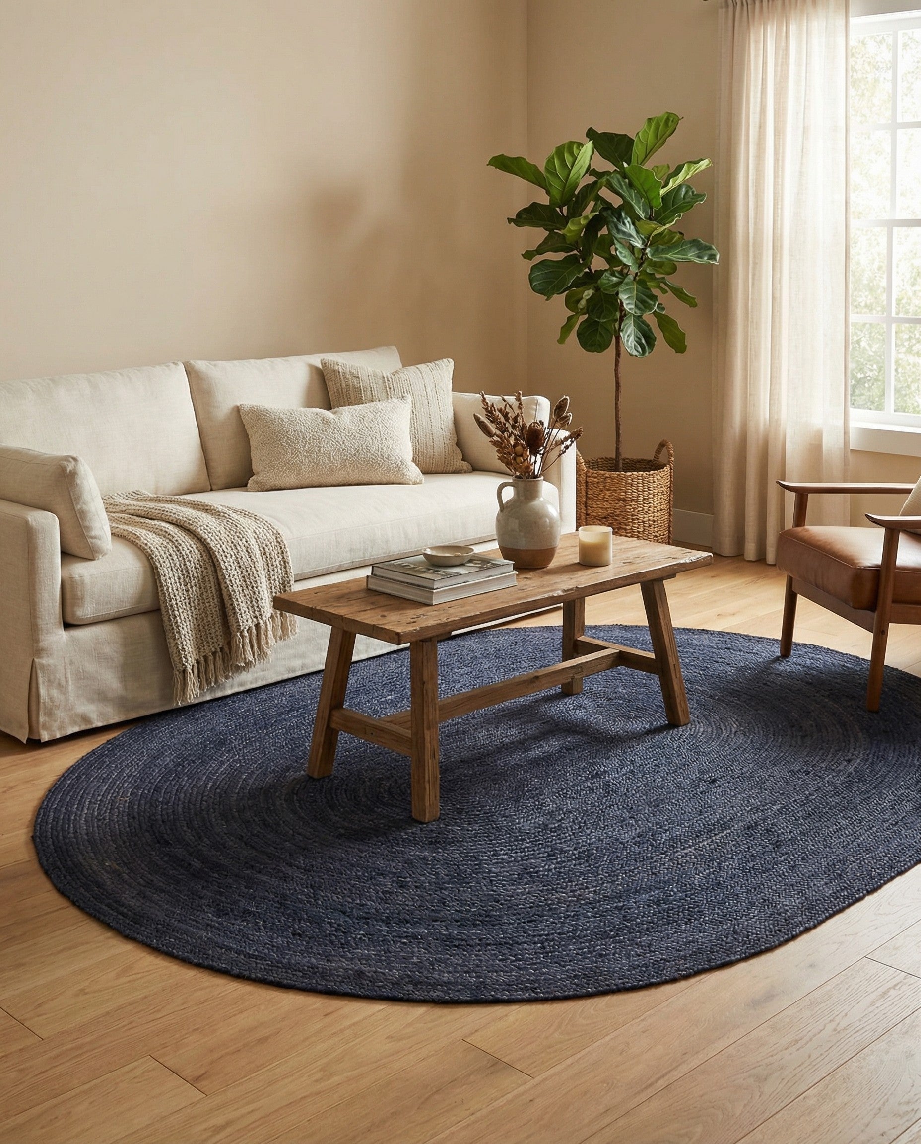 8' x 10' Handmade Braided Jute Oval Rug