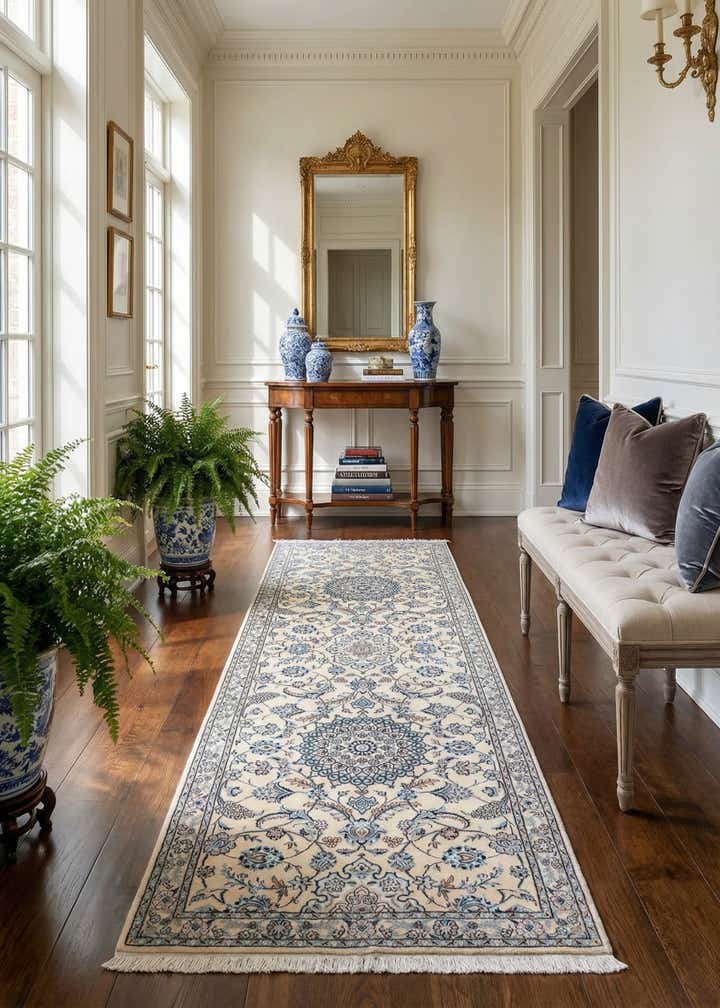 2' 11 x 9' 2 Hand Knotted Nain Persian Wool Runner Rug