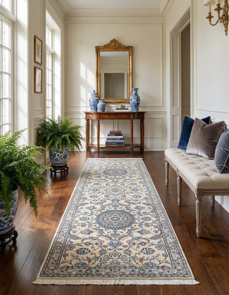 Detail image of 2' 11 x 9' 2  Hand Knotted Nain Persian Wool Runner Rug