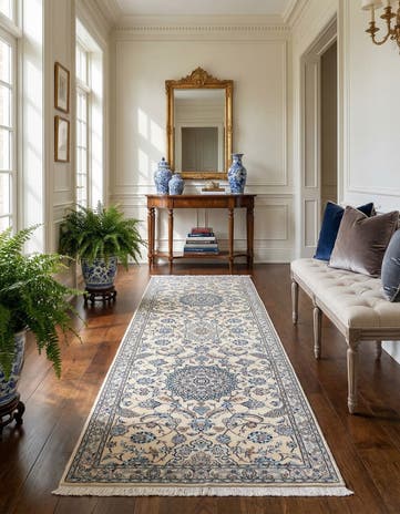 2' 11 x 9' 2 Hand Knotted Nain Persian Wool Runner Rug