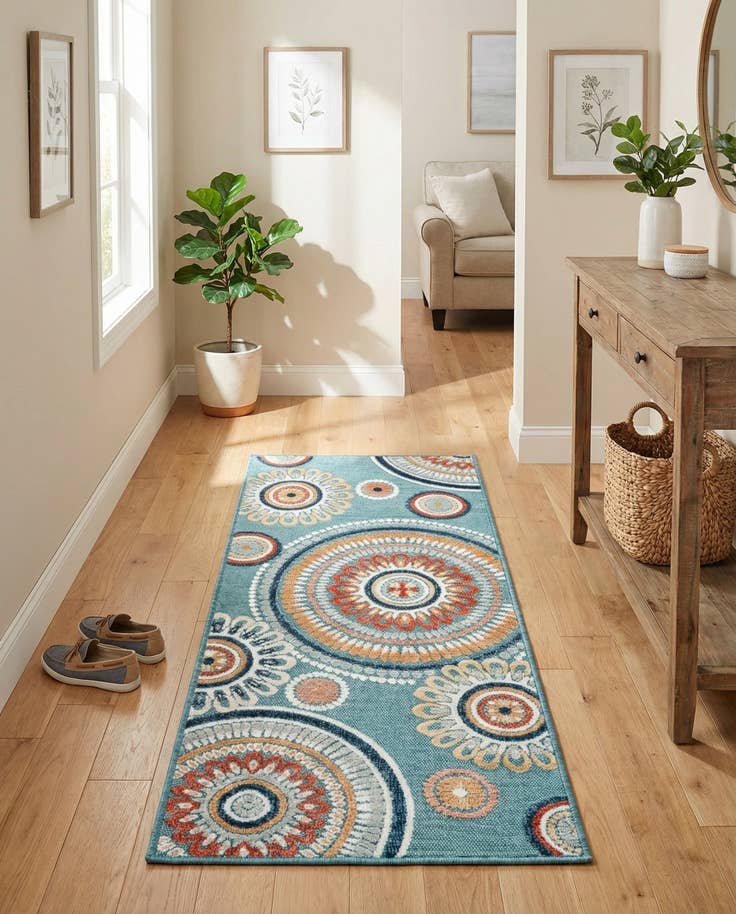 Detail image of 2' 2 x 5' 3 Easy-Clean Botanical Indoor / Outdoor Runner Rug