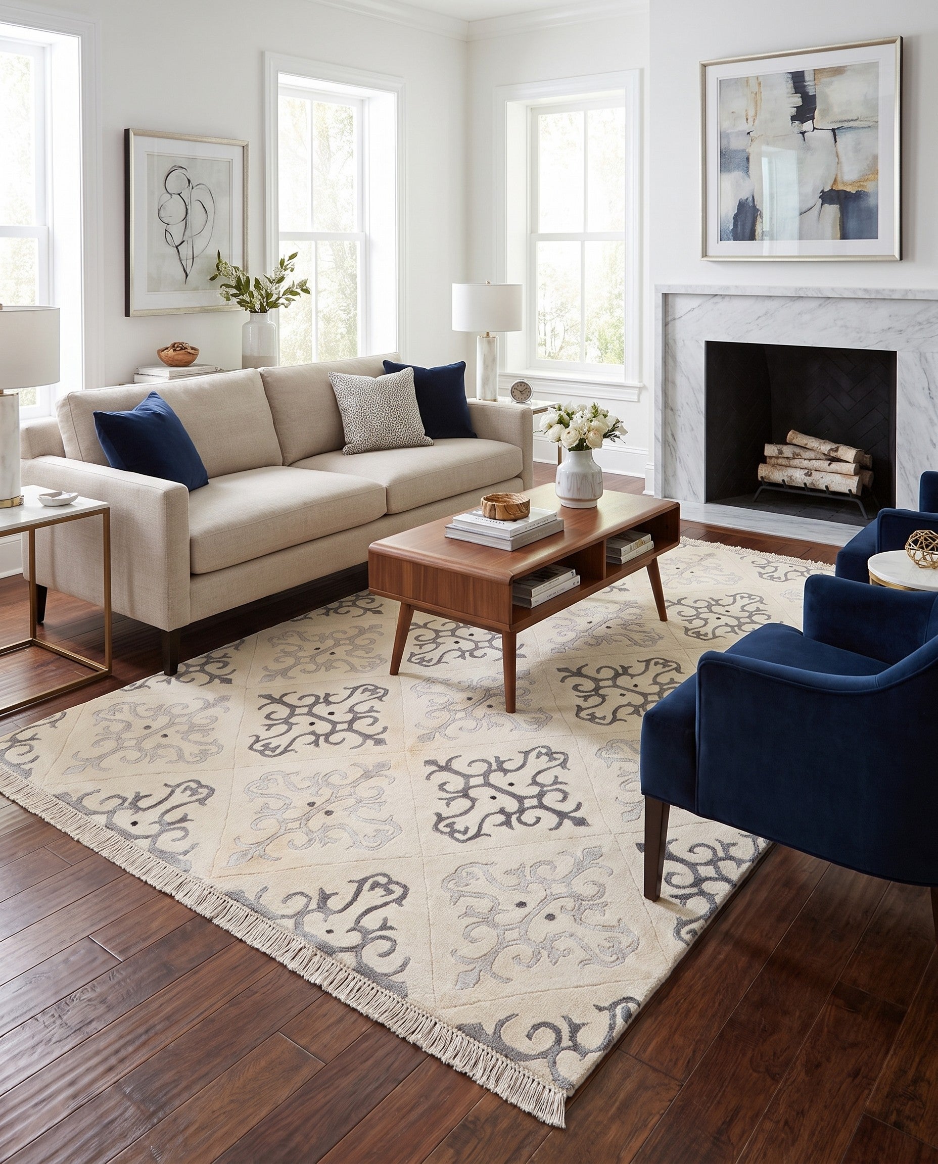 4' 7 x 6' 7 Hand Knotted Darya Wool Rug
