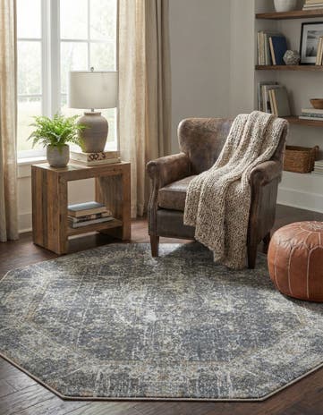 Fume Gray Santiago Octagon Rug