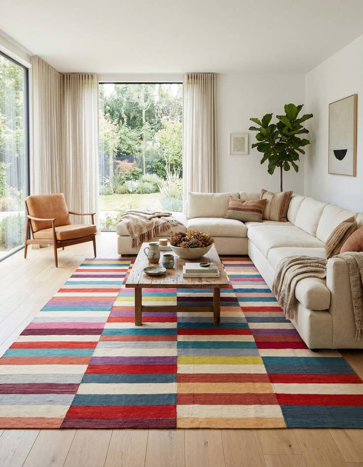 Detail image of 8' 3 x 11' 3  Hand Woven Kilim Modern Wool Rug