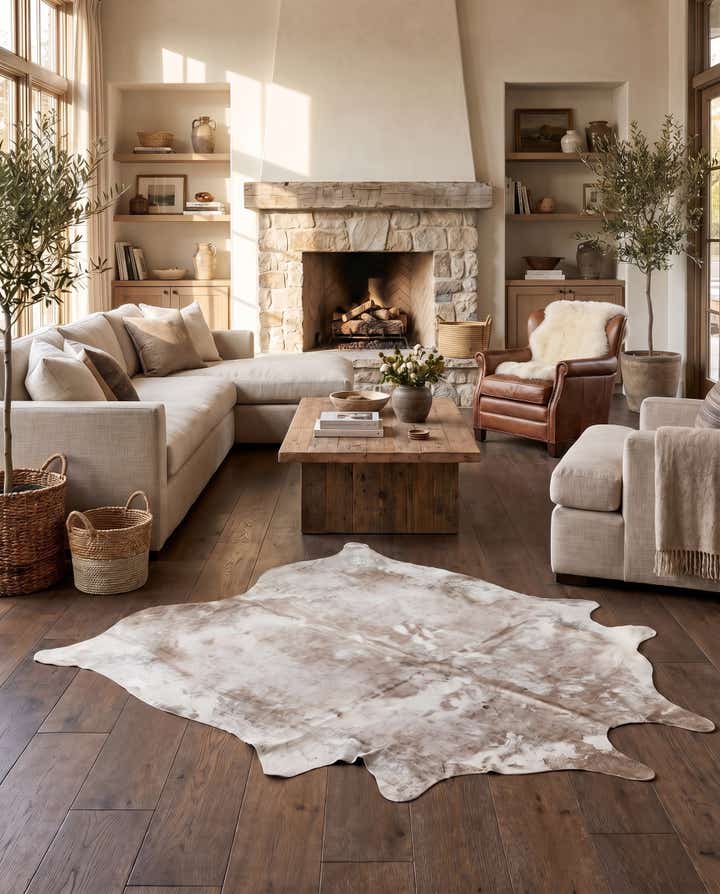 6' 6 x 7' 3 Cowhide Leather Square Rug