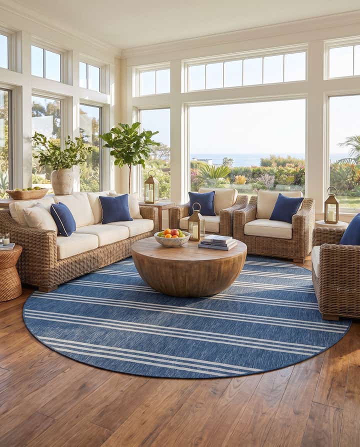 10' 8 x 10' 8 Easy-Clean Jill Zarin Anguilla Indoor / Outdoor Round Rug