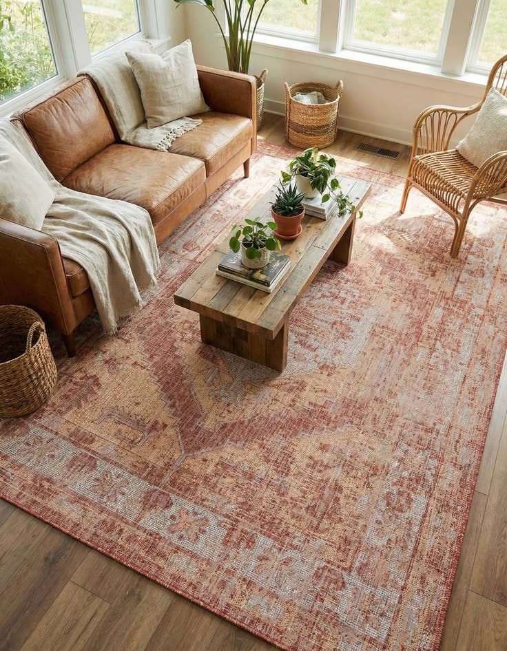 Detail image of  7' x 10'  Washable Traditional Indoor / Outdoor Rug