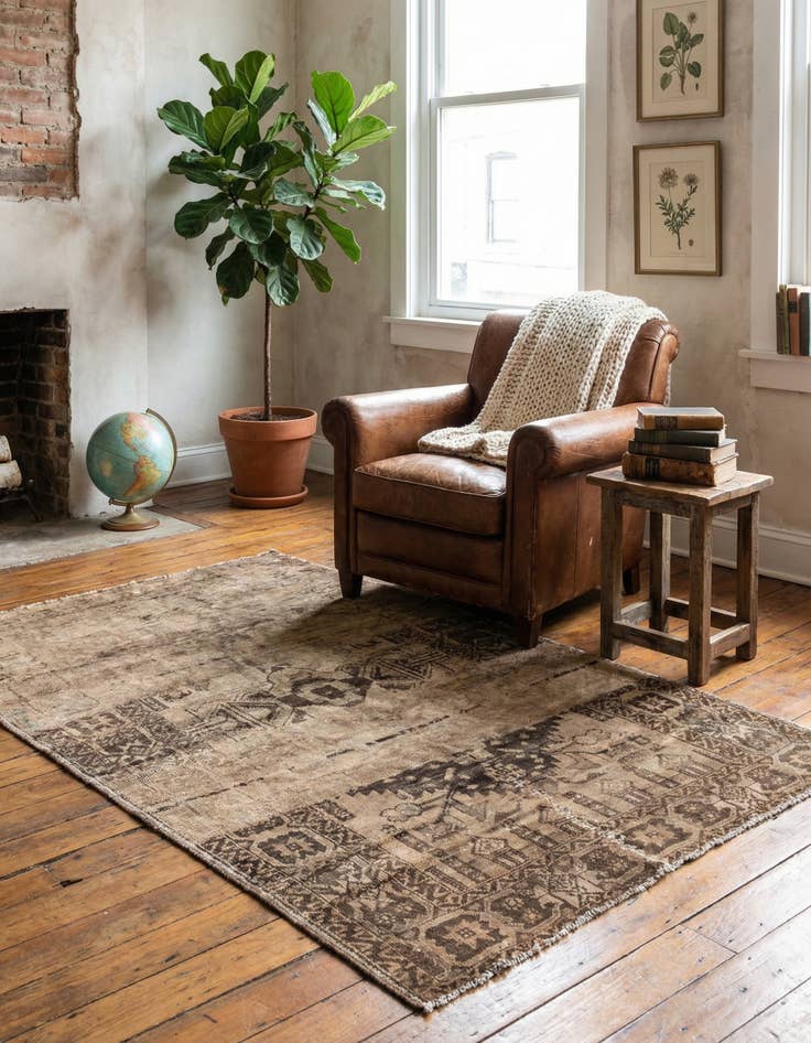 Detail image of 3' 2 x 5' 10  Hand Knotted Ultra Vintage Persian Wool Rug