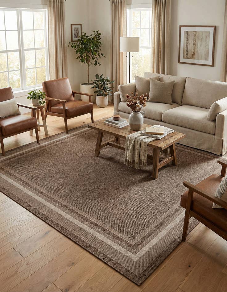 Detail image of  10' x 10'  Washable Border Indoor / Outdoor Square Rug