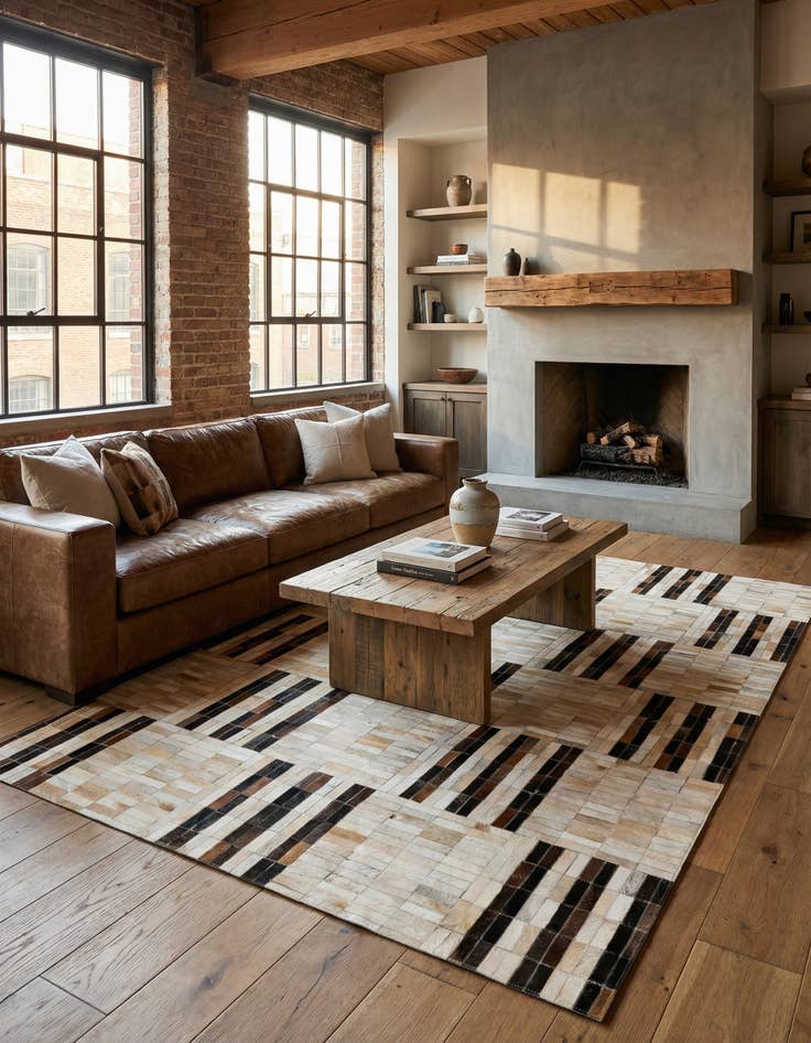 Detail image of 5' x 7' 11 Cowhide Stocks Rug