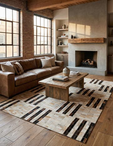 5' x 7' 11 Cowhide Stocks Rug