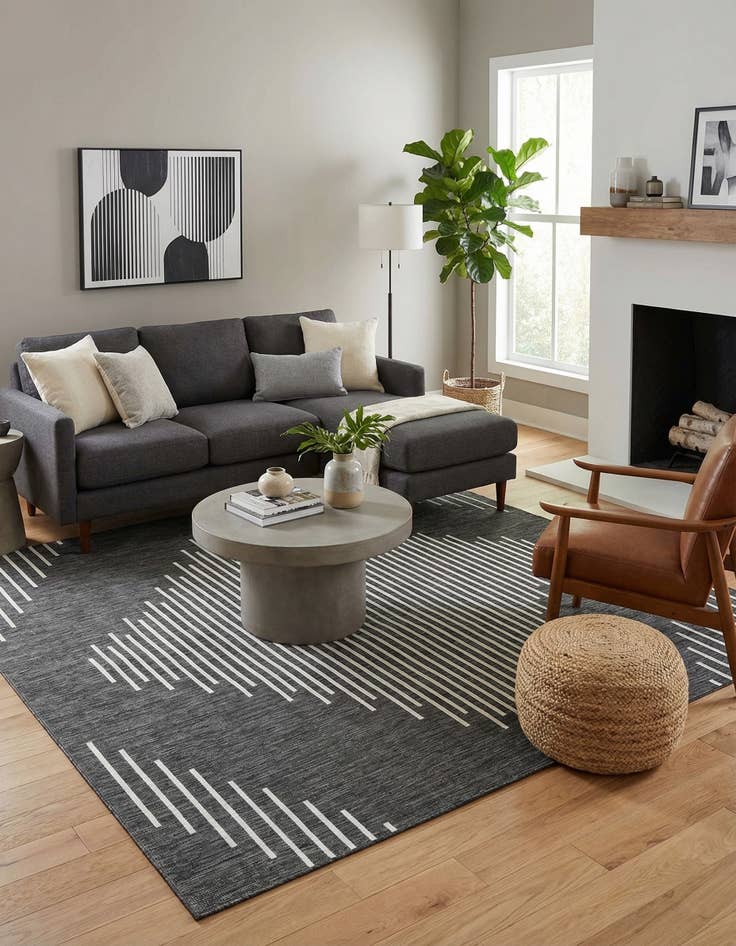 Detail image of 10' x 10'  Washable Modern Indoor / Outdoor Square Rug