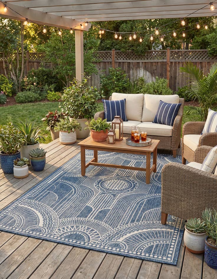 Detail image of 5' 3 x 8'  Washable Traditional Indoor / Outdoor Rug