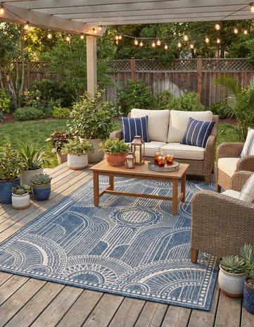 5' 3 x 8' Easy-Clean Traditional Indoor / Outdoor Rug