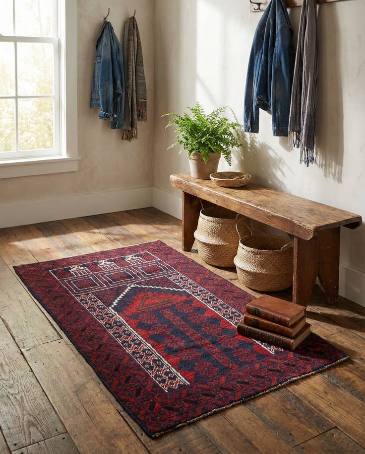 Detail image of 2' 10 x 4' 9 Hand Knotted Balouch Persian Wool Rug