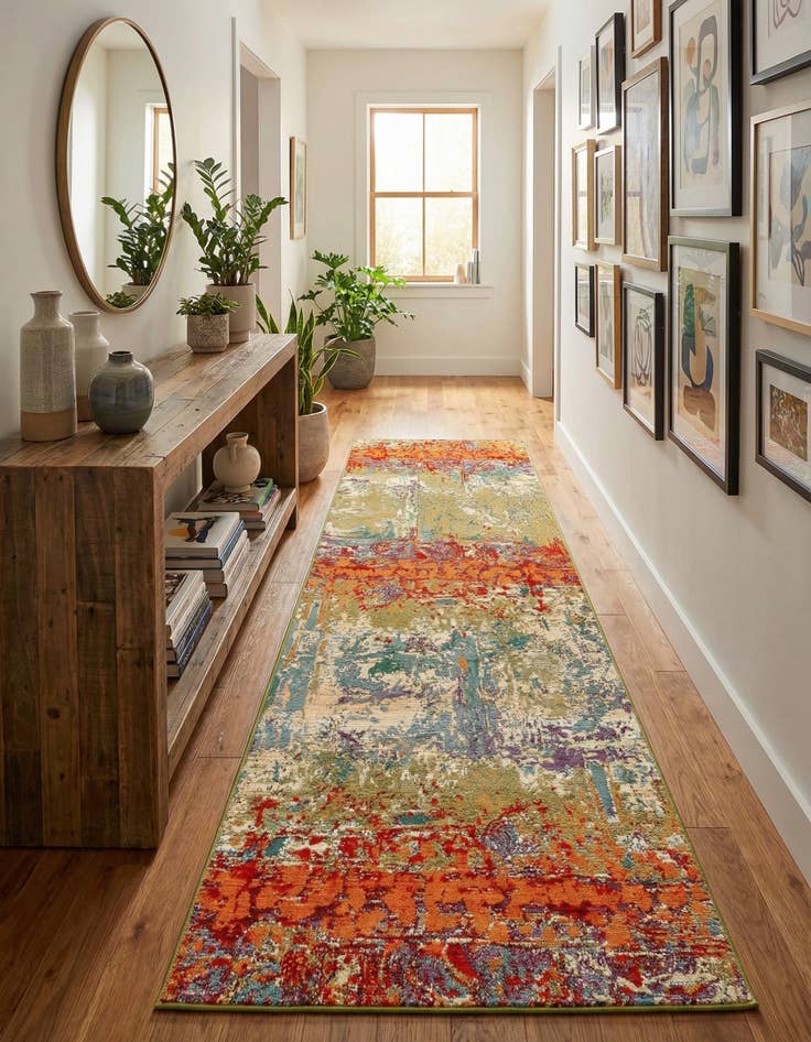 Detail image of 2' 7 x 9'  Washable Modern Indoor / Outdoor Runner Rug