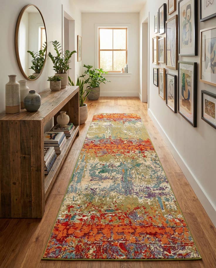 Detail image of 2' 7 x 9' Easy-Clean Modern Indoor / Outdoor Runner Rug