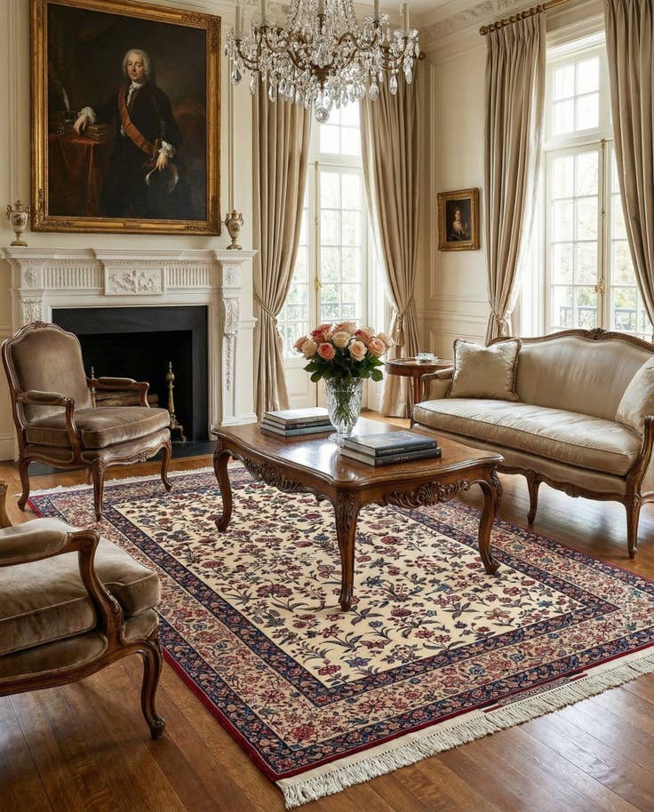 Detail image of 4' 10 x 7' 8 Isfahan Wool Rug