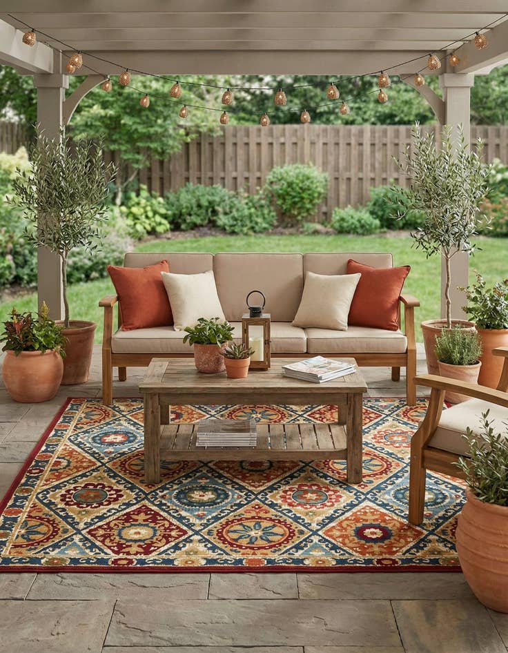 Detail image of 7' 10 x 7' 10  Washable Modern Indoor / Outdoor Square Rug