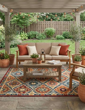 Easy-Clean Modern Indoor / Outdoor Square Rug