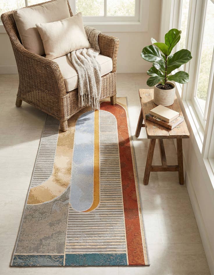 Detail image of  2' x 5' 1  Washable Modern Indoor / Outdoor Runner Rug