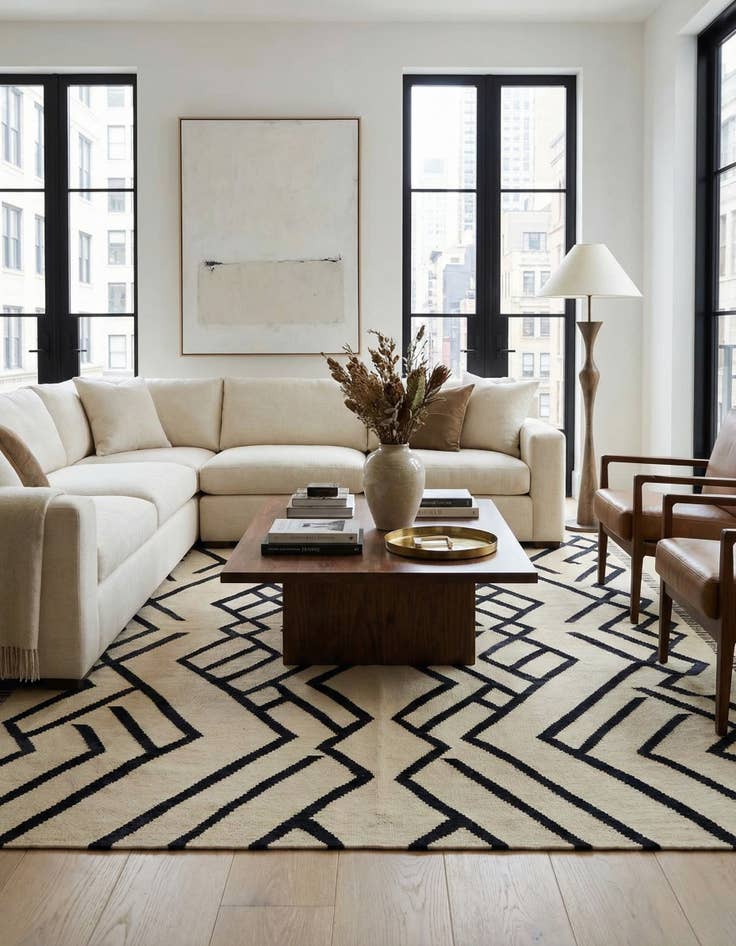 Detail image of 6' x 7' 4  Hand Woven Kilim Modern Wool Square Rug