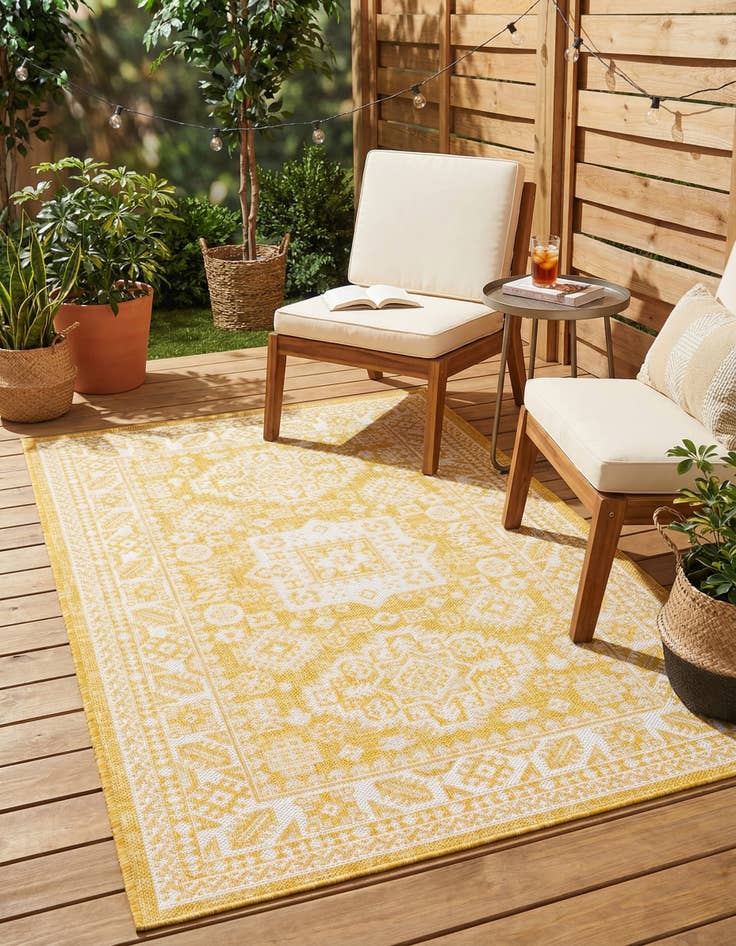 Detail image of  3' x 5' 3  Washable Aztec Indoor / Outdoor Rug
